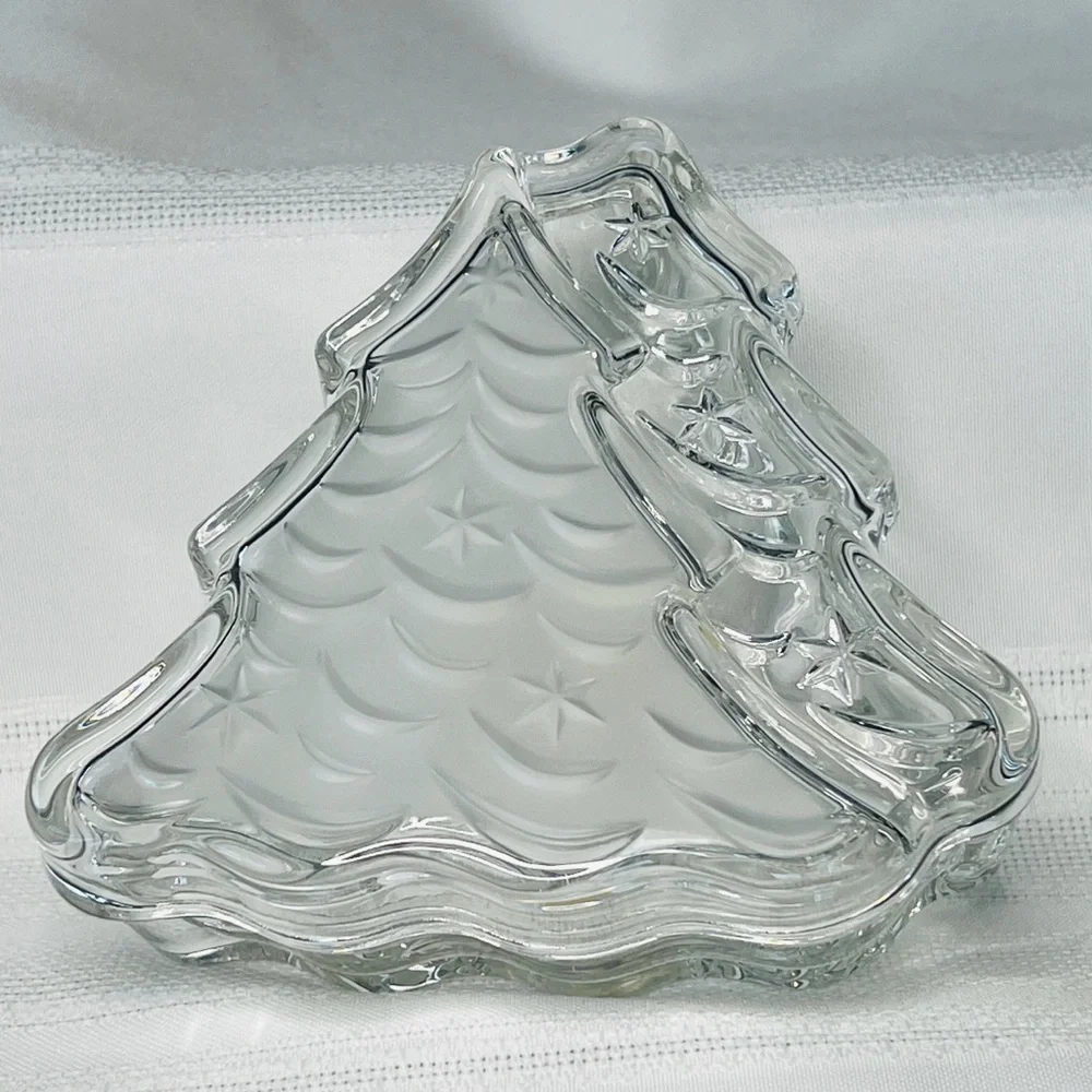MIKASA Crystal Tannenbaum Double Tree‎ Lidded Box Holiday Gift Decor IOB EUC VTG